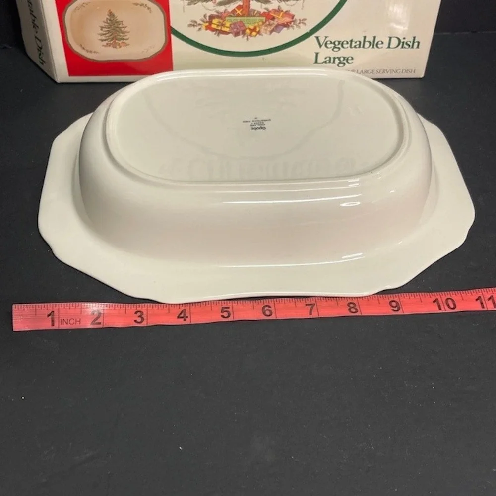 Vtg 1991 Spode Christmas Tree Large Rectangular Vegetable Dish Made in England